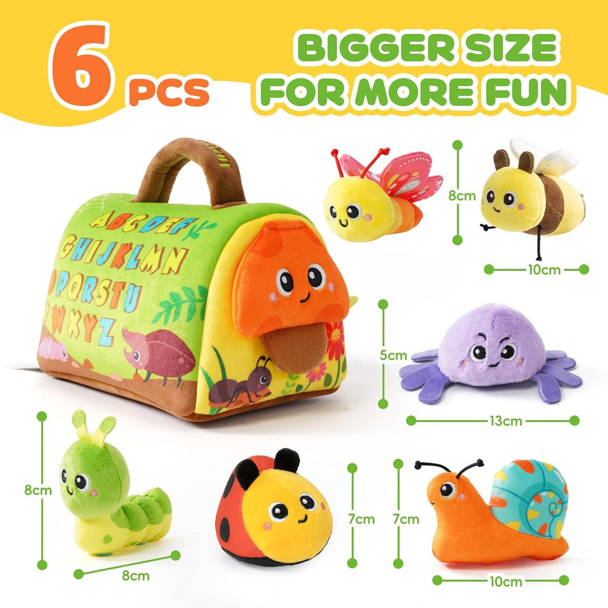 obnobm Insect House - Juego de juguetes de peluche con sonajero, ch...