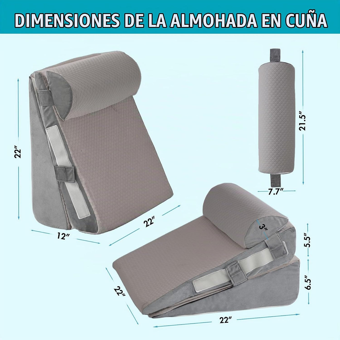WGAKCED Juego de 3 almohadas de cuña para después de la cirugía, al...