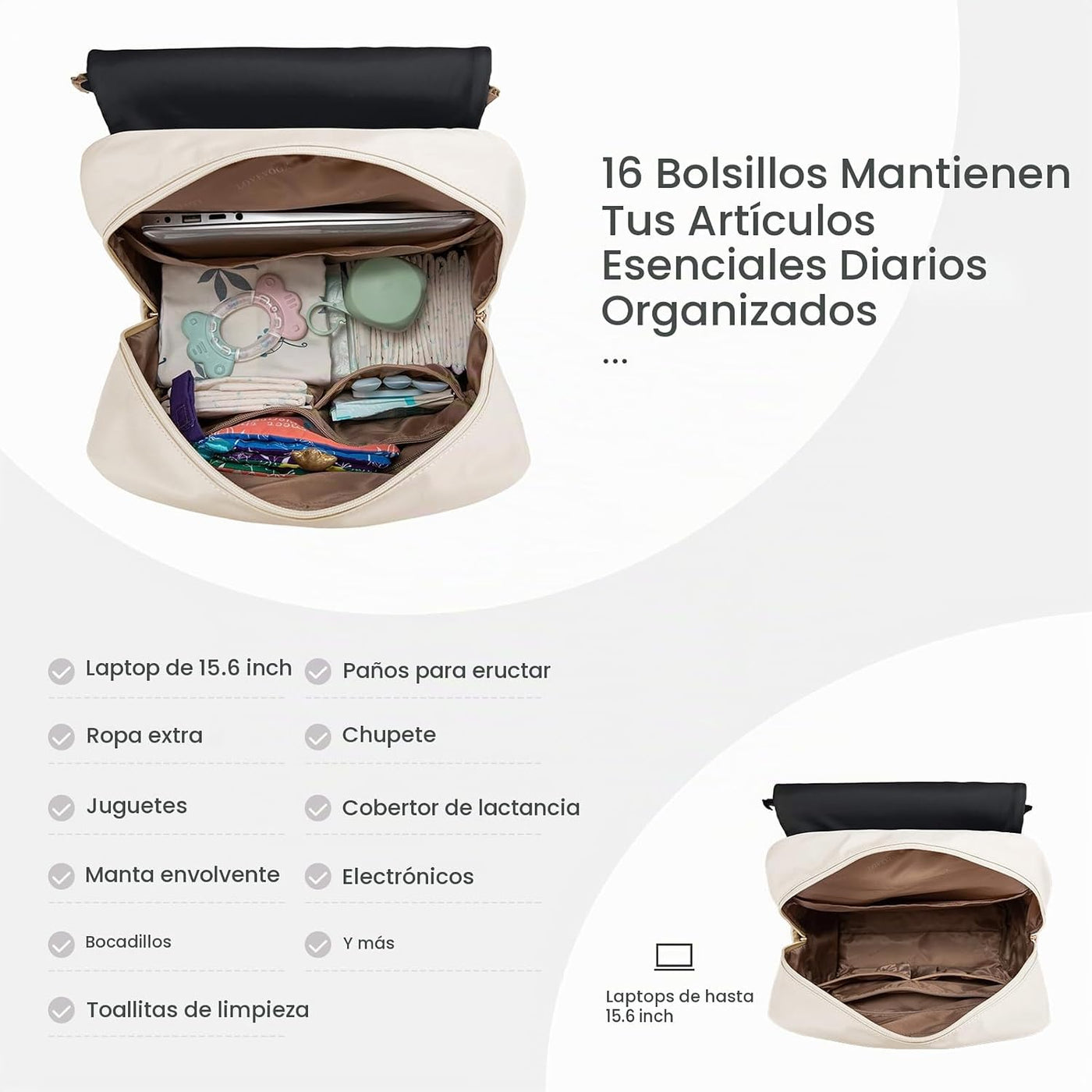 LOVEVOOK Mochila para Pañales, Bolsas de Viaje para Bebés para Niño...