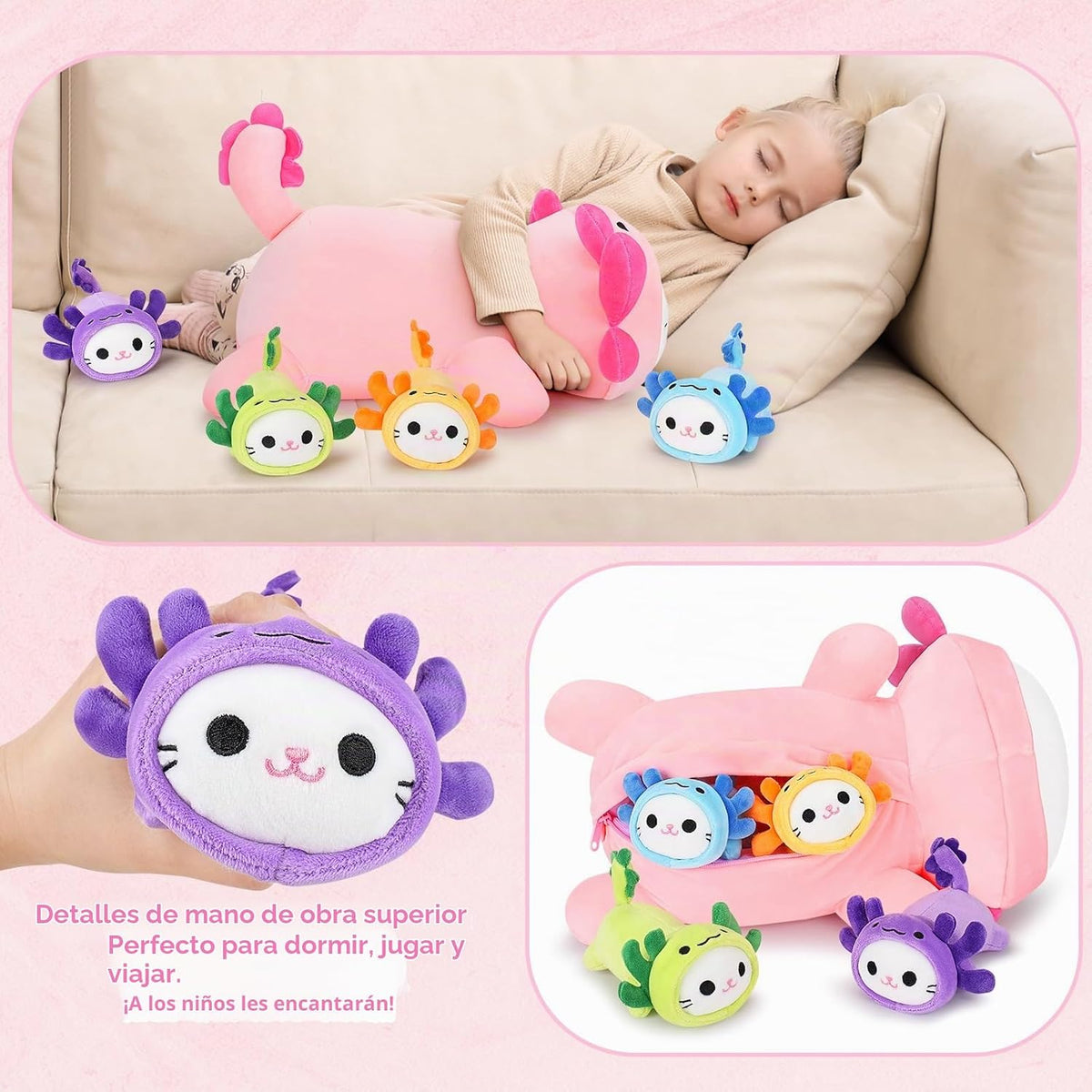 5 piezas de peluche de gato axolotl de animales de peluche familiar...