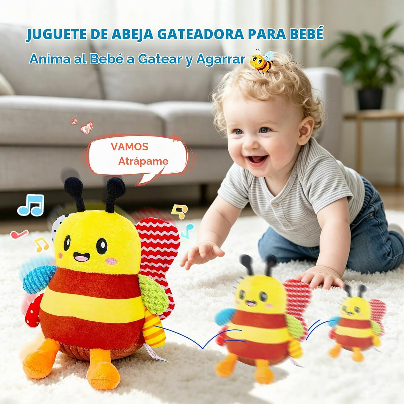 Juguetes para bebés de 12 a 18 meses, juguete musical de peluche pa...