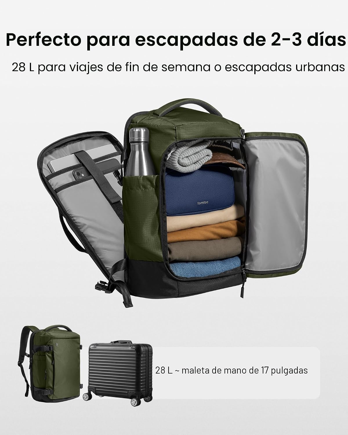 tomtoc Mochila de viaje 28L, bolsa de artículos personales de la TS...