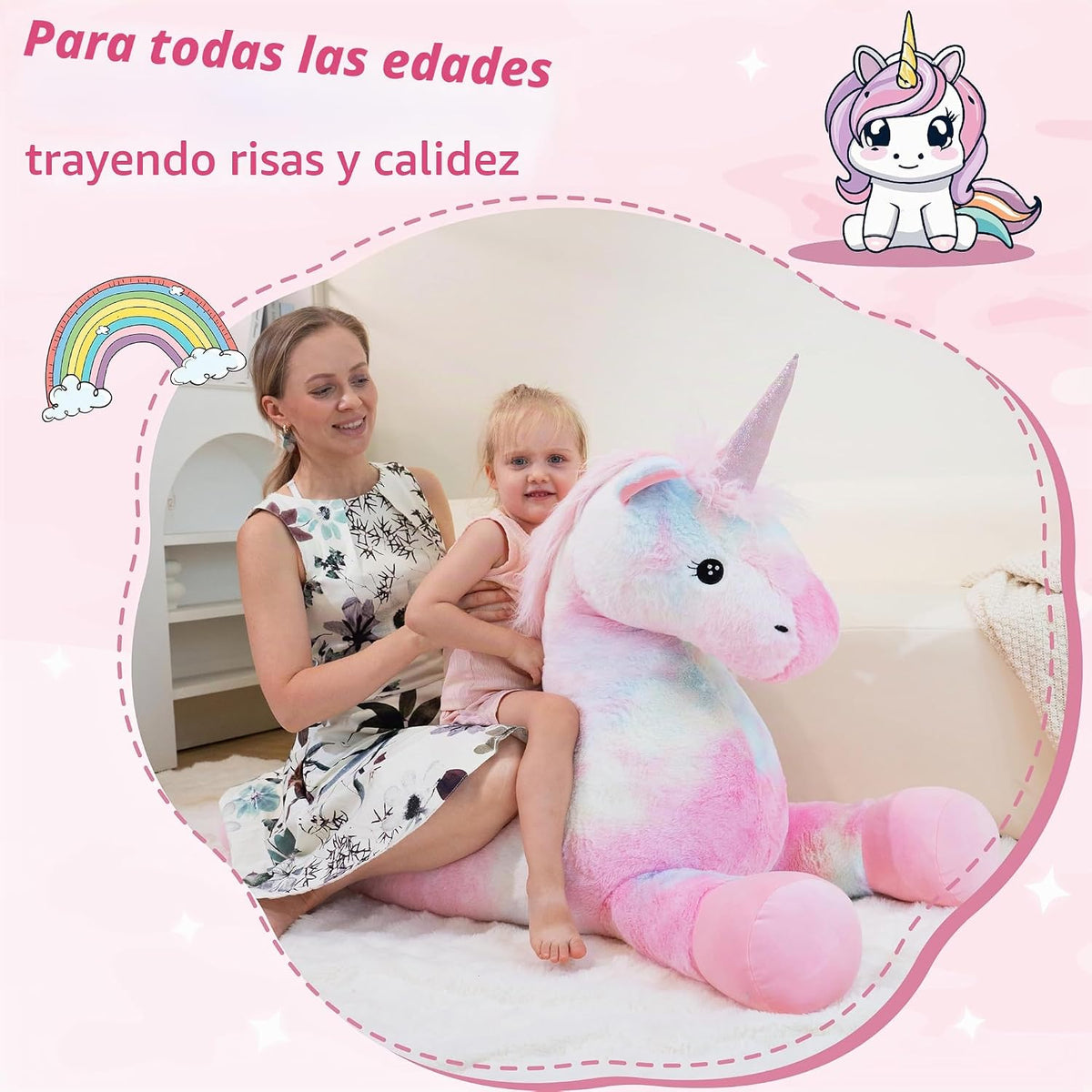 GADXV Peluche de unicornio grande, regalo de unicornio de 44 pulgad...