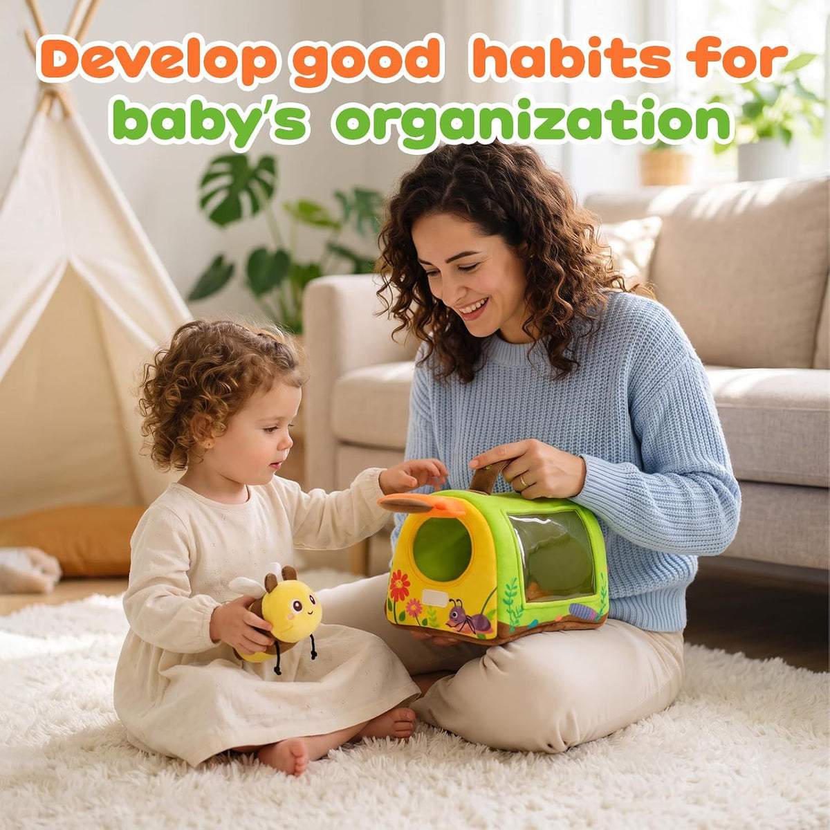 obnobm Insect House - Juego de juguetes de peluche con sonajero, ch...