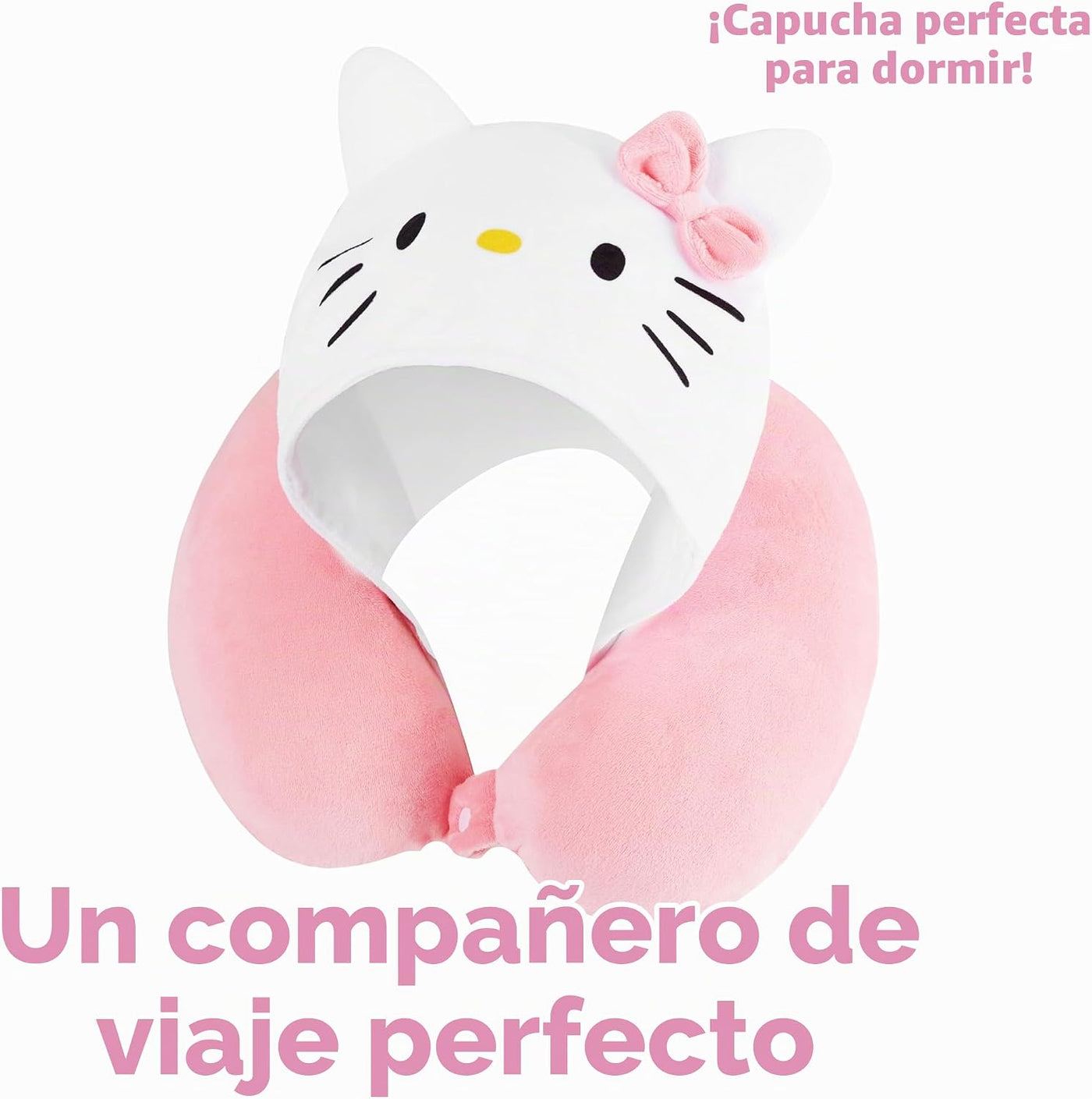 Hello Kitty Almohada de viaje para niñas y adolescentes con capucha...