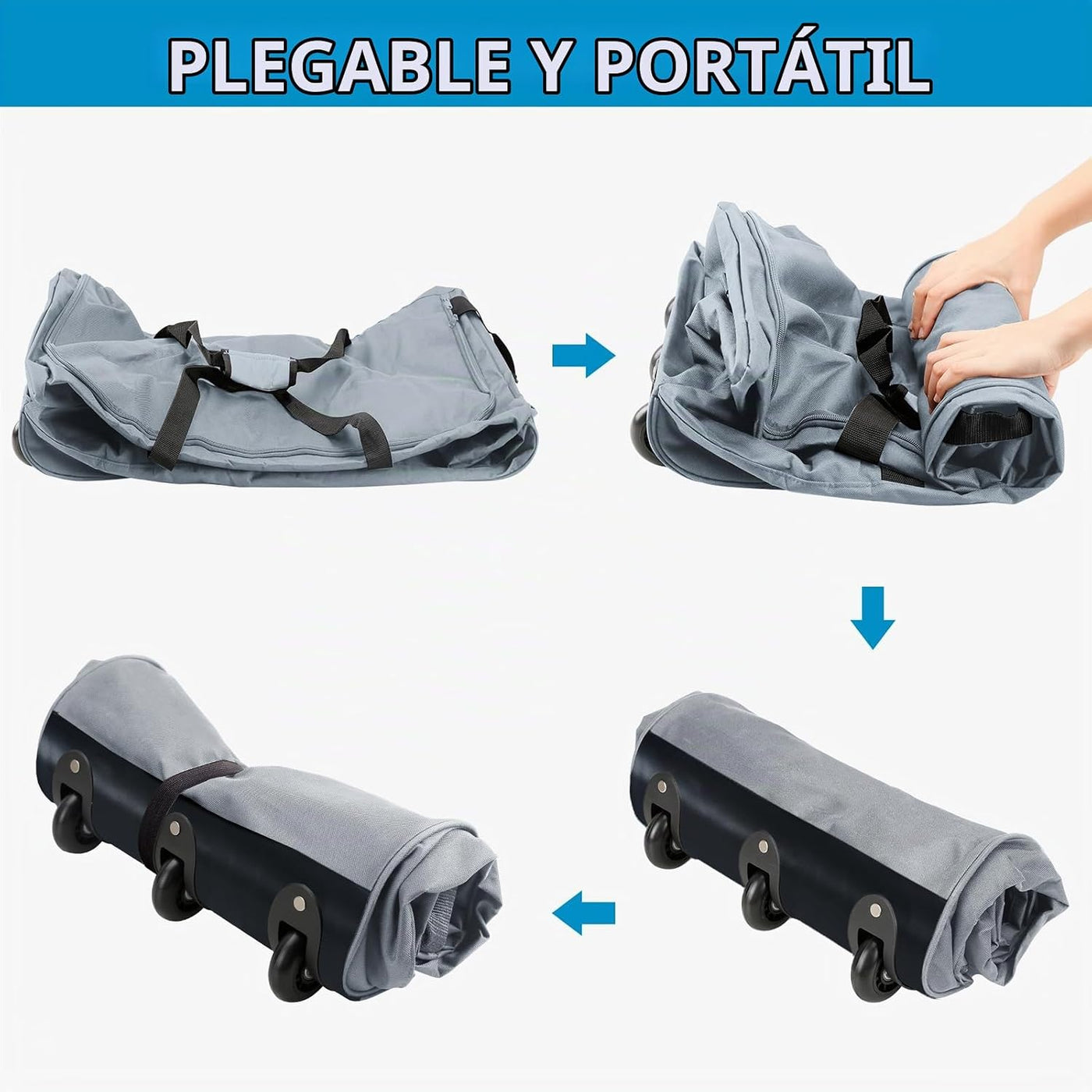 Finnhomy Bolsa de Lona Rodante Plegable de 120L con 3 Ruedas, Bolsa...