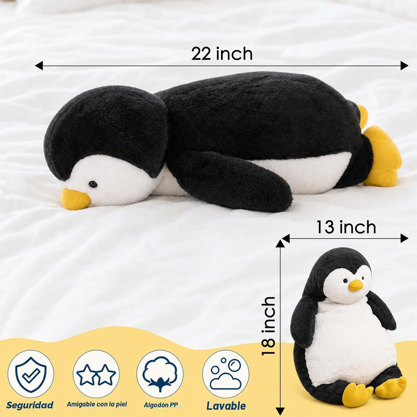 ARELUX Almohada de Peluche de Pingüino Grande de 22 Pulgadas Animal...