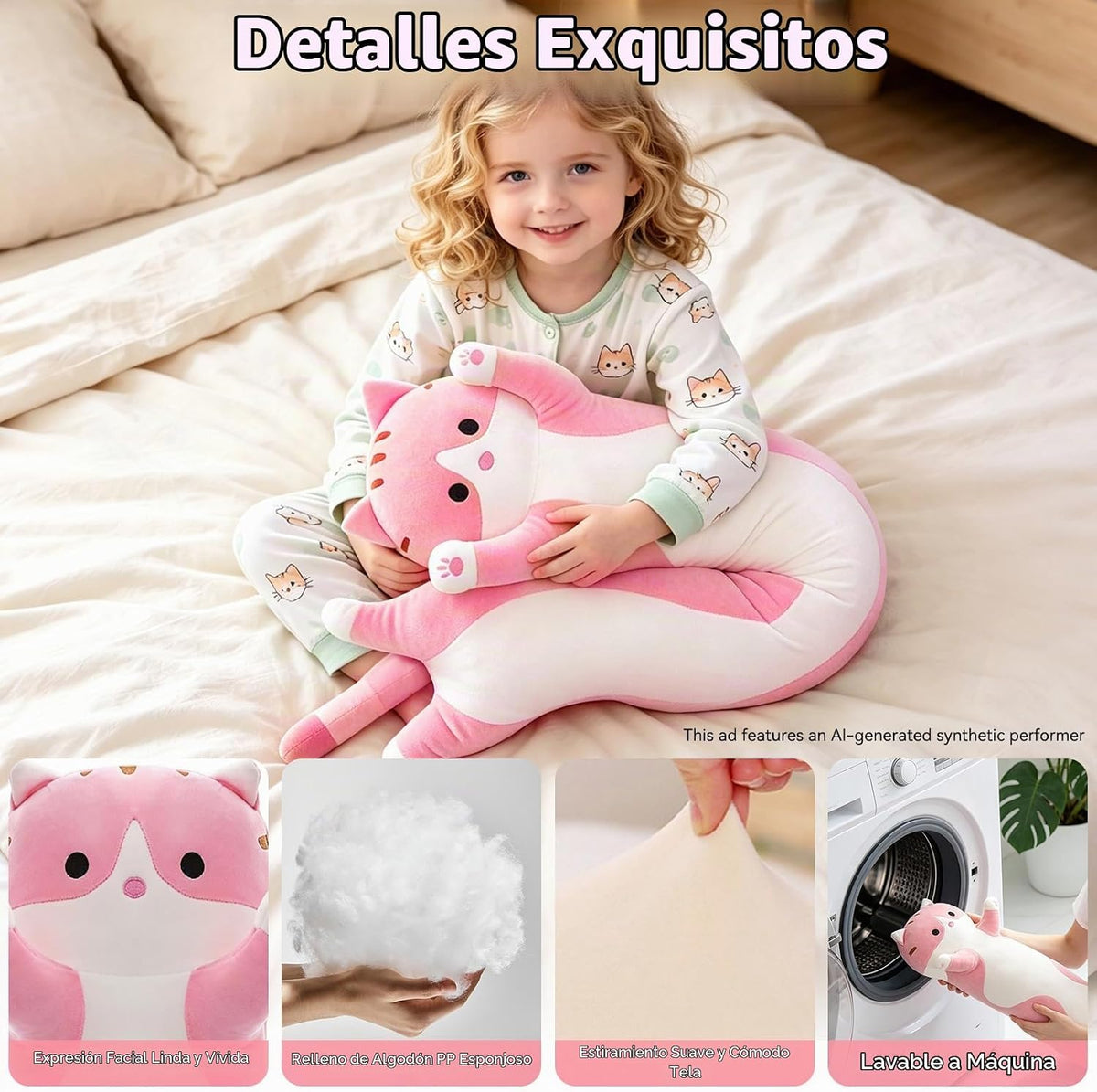 SHINUOER Almohada de Cuerpo Largo de Felpa de Gato Bonito \u2013 Mu...