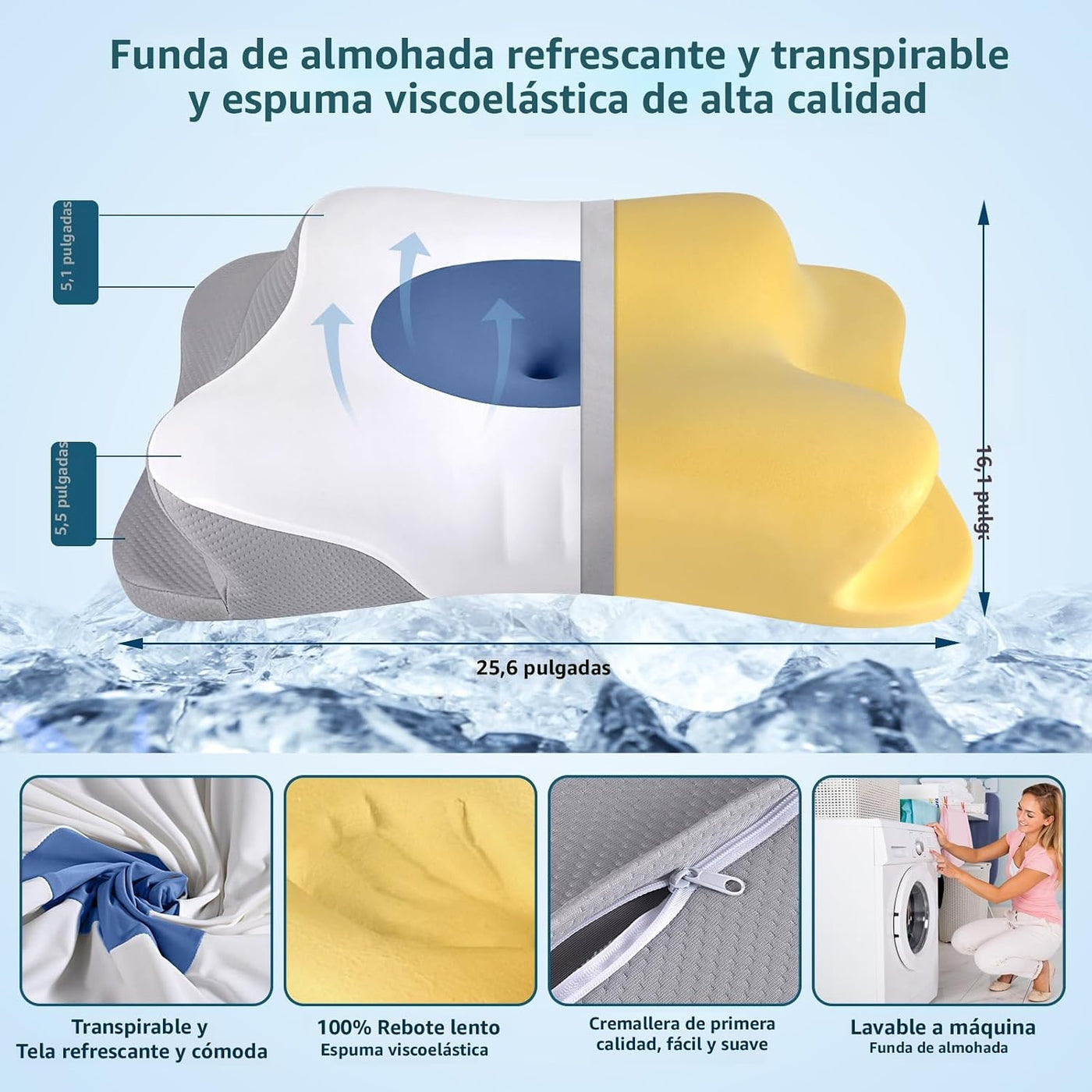 Almohada cervical para aliviar el dolor de cuello, almohada cervica...