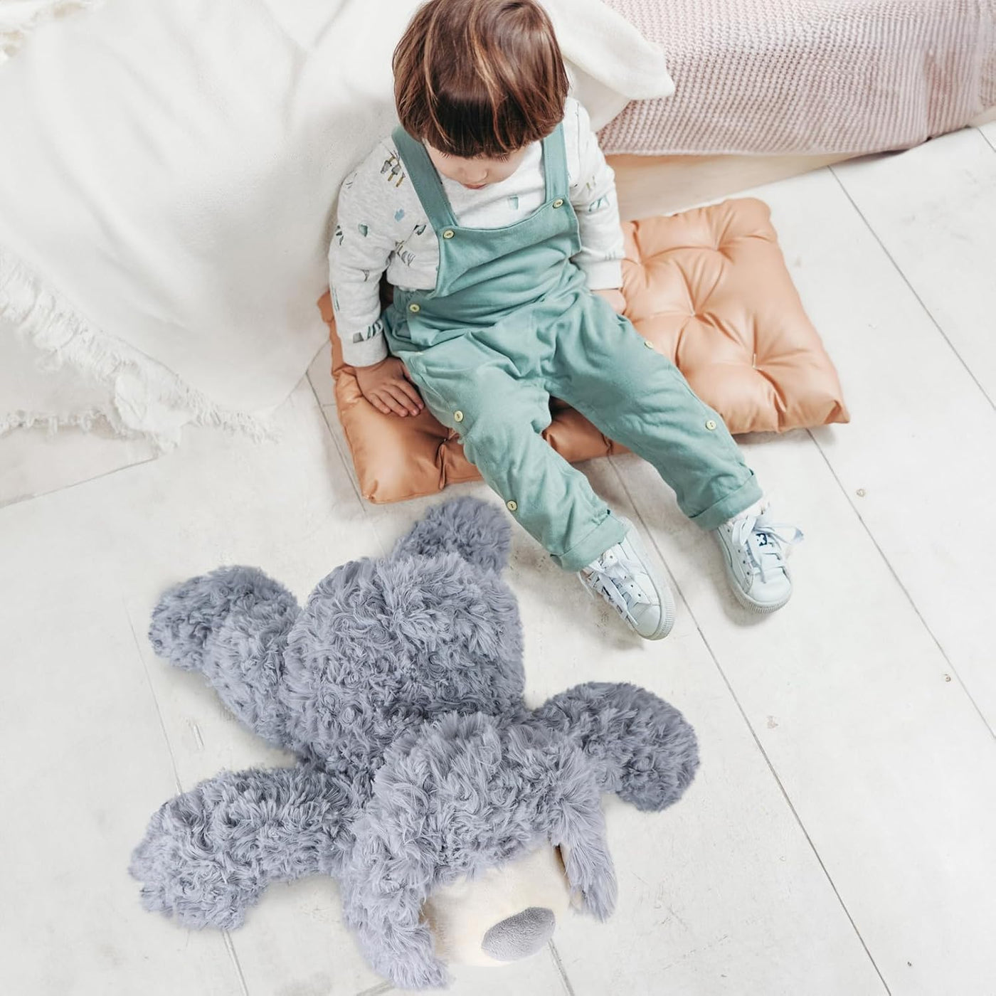 WEIGEDU Peluche de Cachorro Perro Gris Sonriente - Juguetes de Pelu...