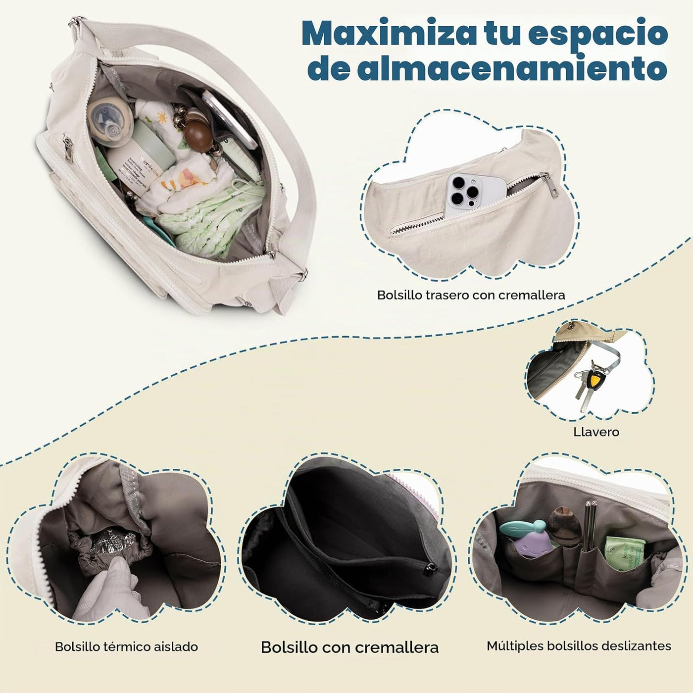 Bolsas cruzadas acolchadas para mujer, bolsa grande para pañales co...