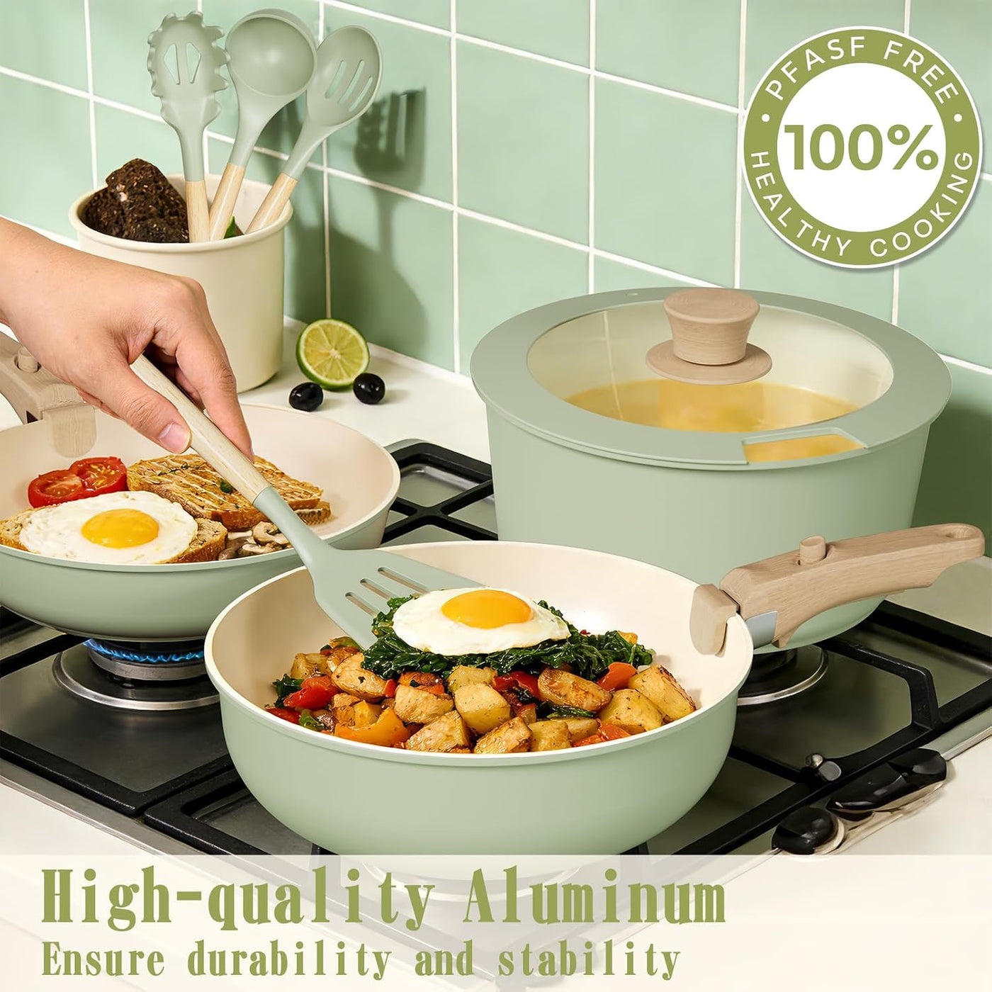 Umite Chef Juego de ollas y sartenes antiadherentes, 21 piezas de u...