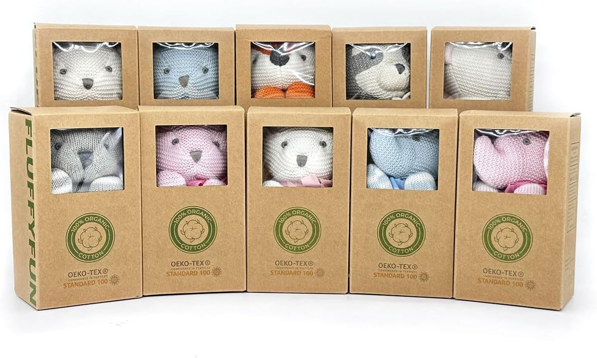 FLUFFYFUN 100% algodón orgánico bebé conejito de peluche 7.1" b...