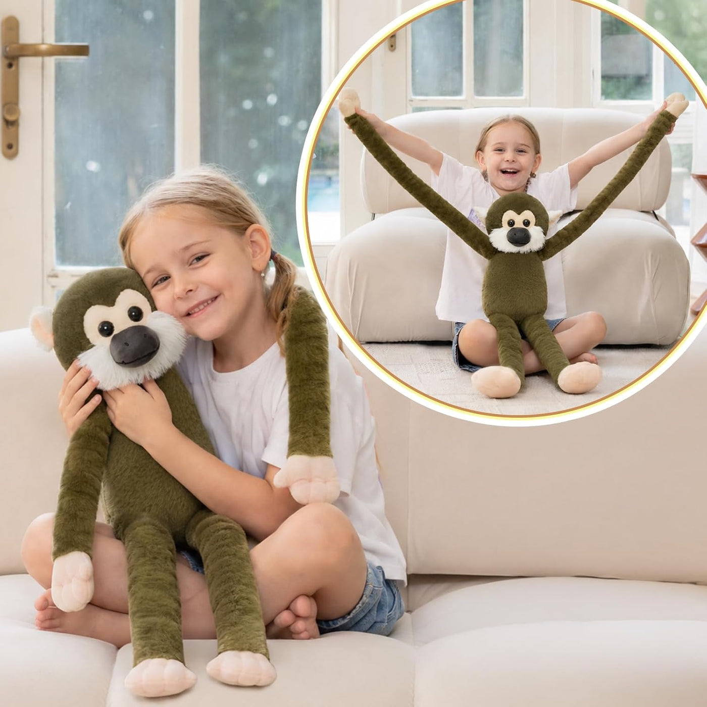 MorisMos Animal de peluche de mono ardilla, juguete de peluche con...