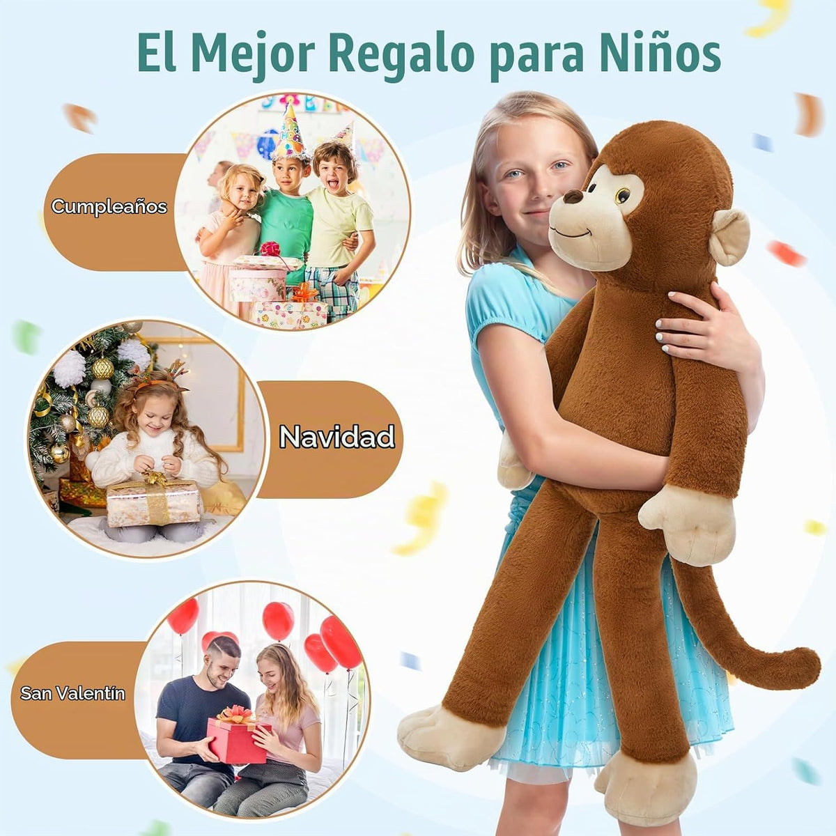 Tezituor Juguetes de mono de peluche de 1.45kg, mono gigante de 1 m...