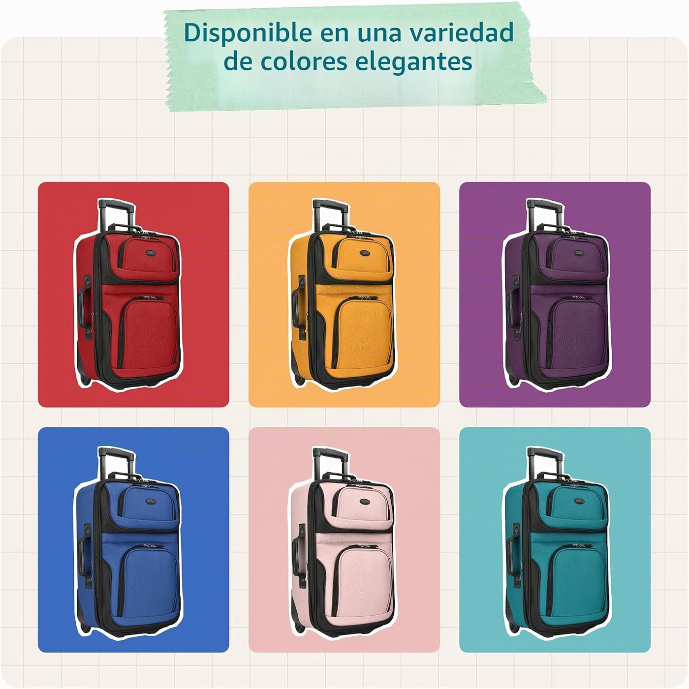 U.S. Traveler Rio - Maleta ligera con ruedas Softside, juego de 2 r...