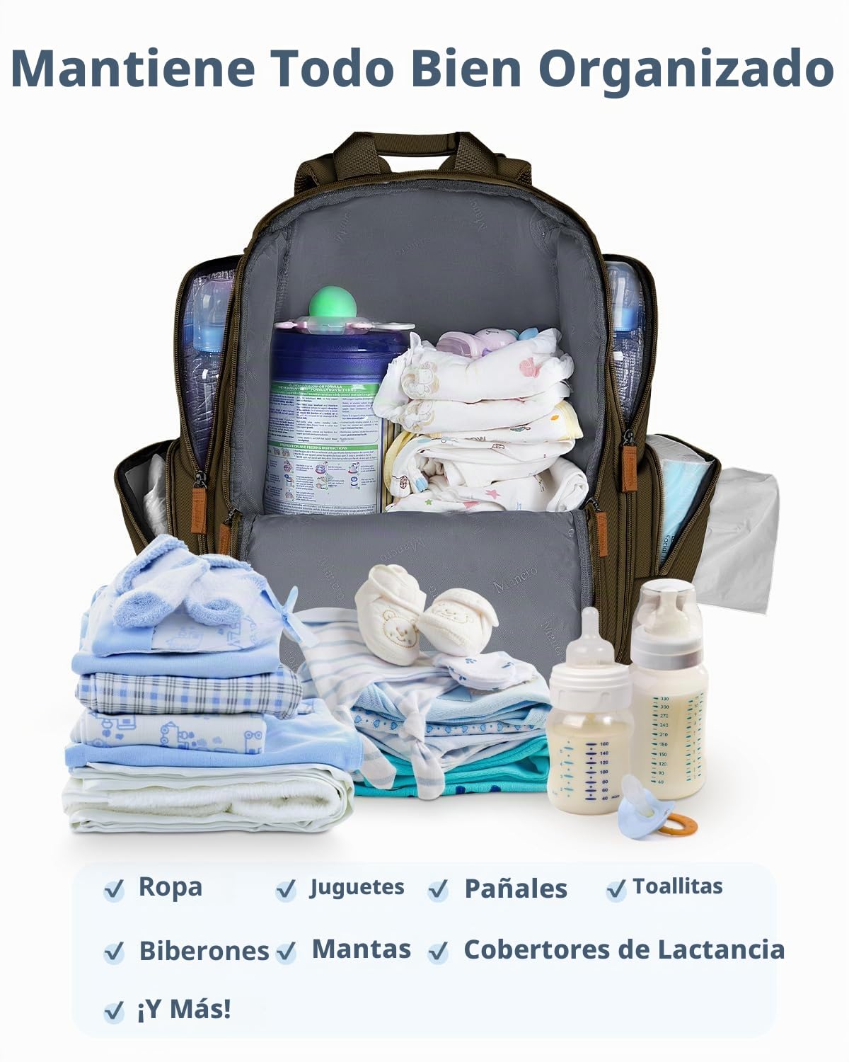 Mancro Mochila para pañales, mochila grande multifunción para bebé,...