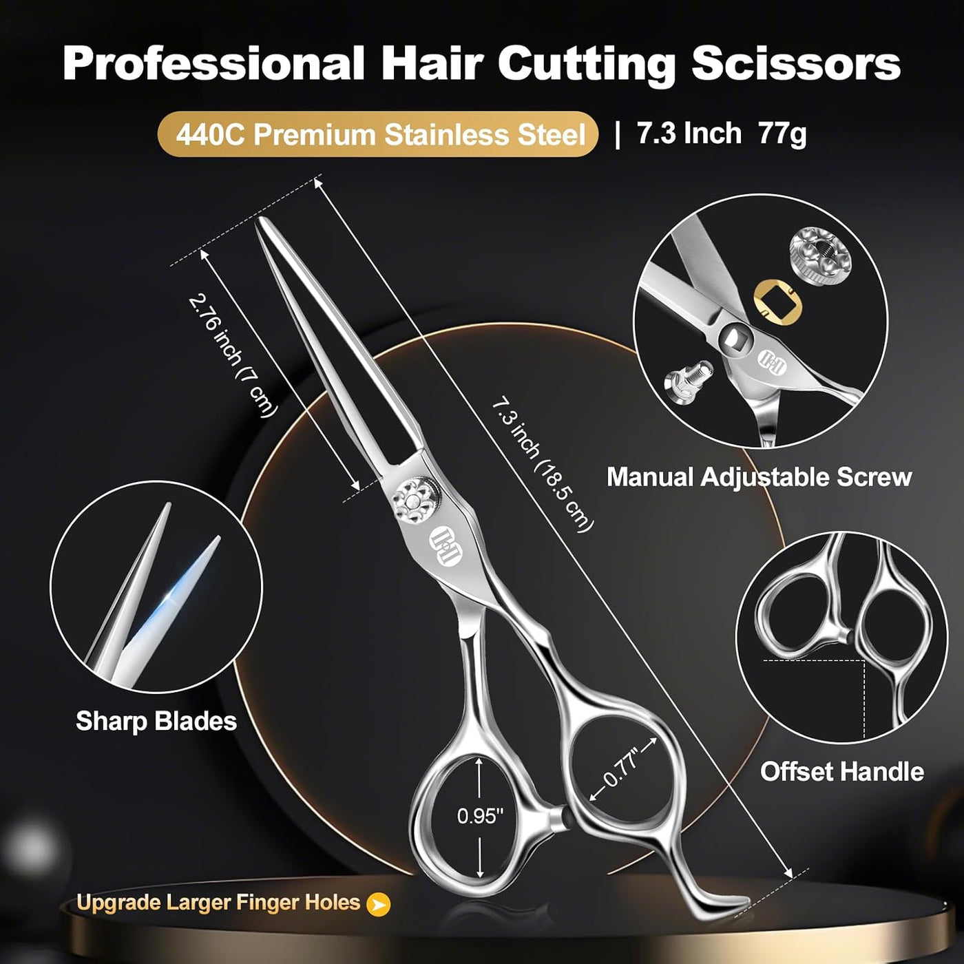 CIICII Kit profesional de tijeras de corte de cabello, 440C 7 \u203...