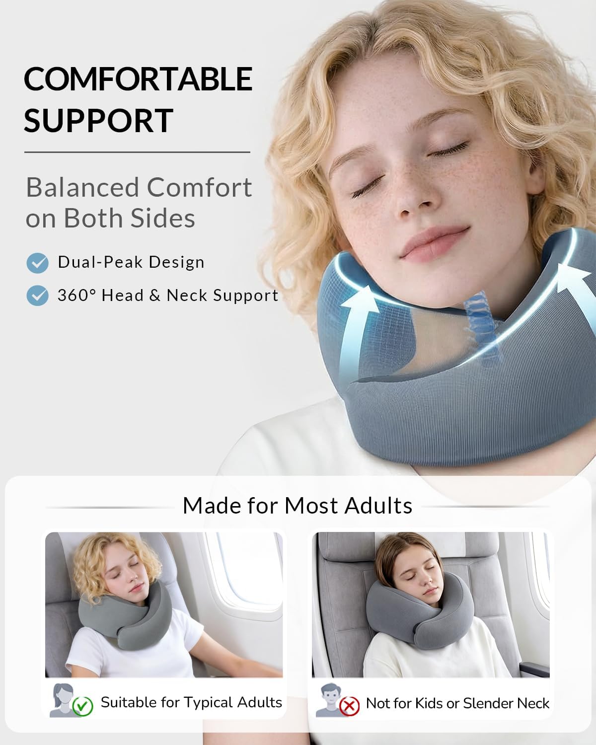 Almohada de viaje para avión, almohada de viaje de espuma viscoelás...