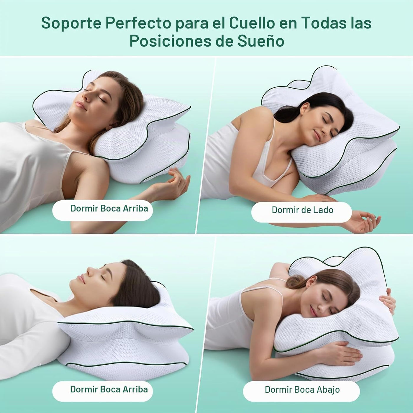 AZBESTPRO Almohada cervical de espuma viscoelástica para soporte de...