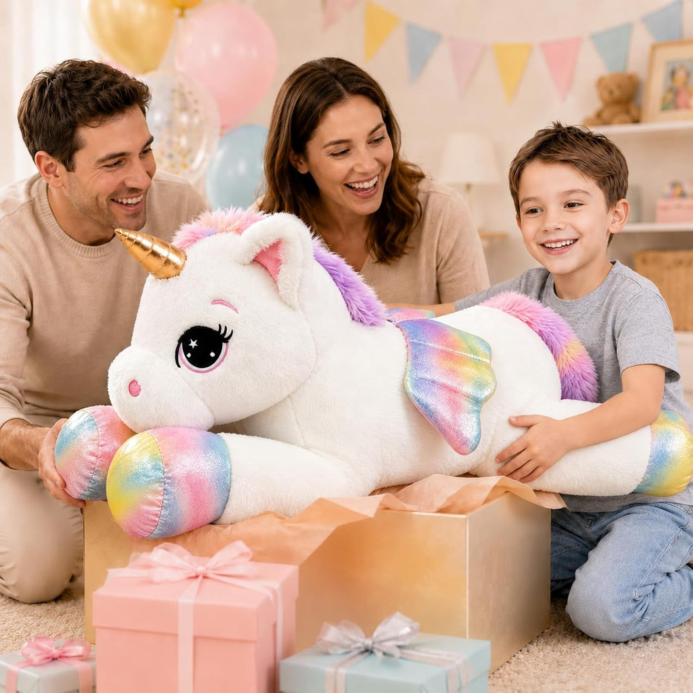 FFxiong Almohada de peluche de unicornio de 32 pulgadas, suave jugu...