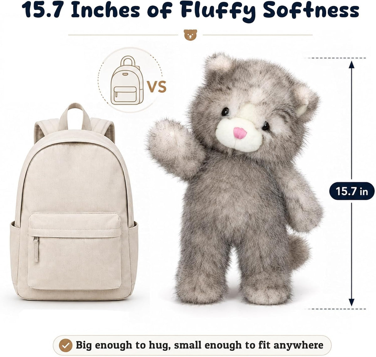 Cudhug Juguete interactivo de peluche de gato suave de 15.7 pulgada...