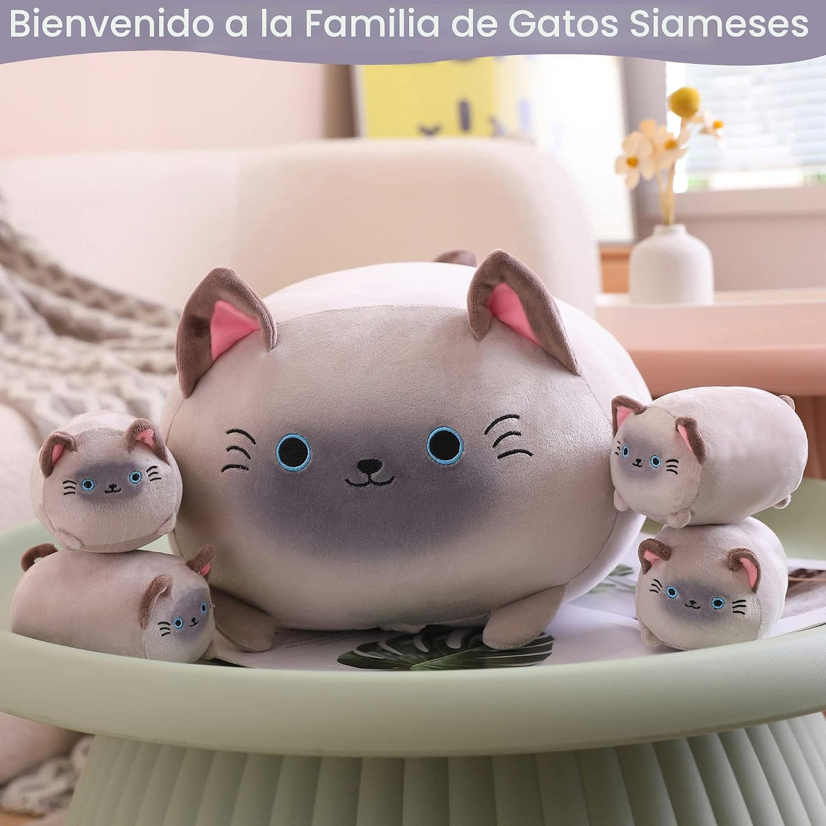 SQEQE Peluche de gato siamés, lindos animales de peluche para mamá...