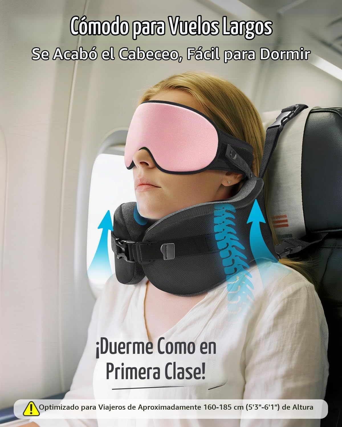 YFONG Almohada de viaje para avión de vuelo largo, combo de correa...