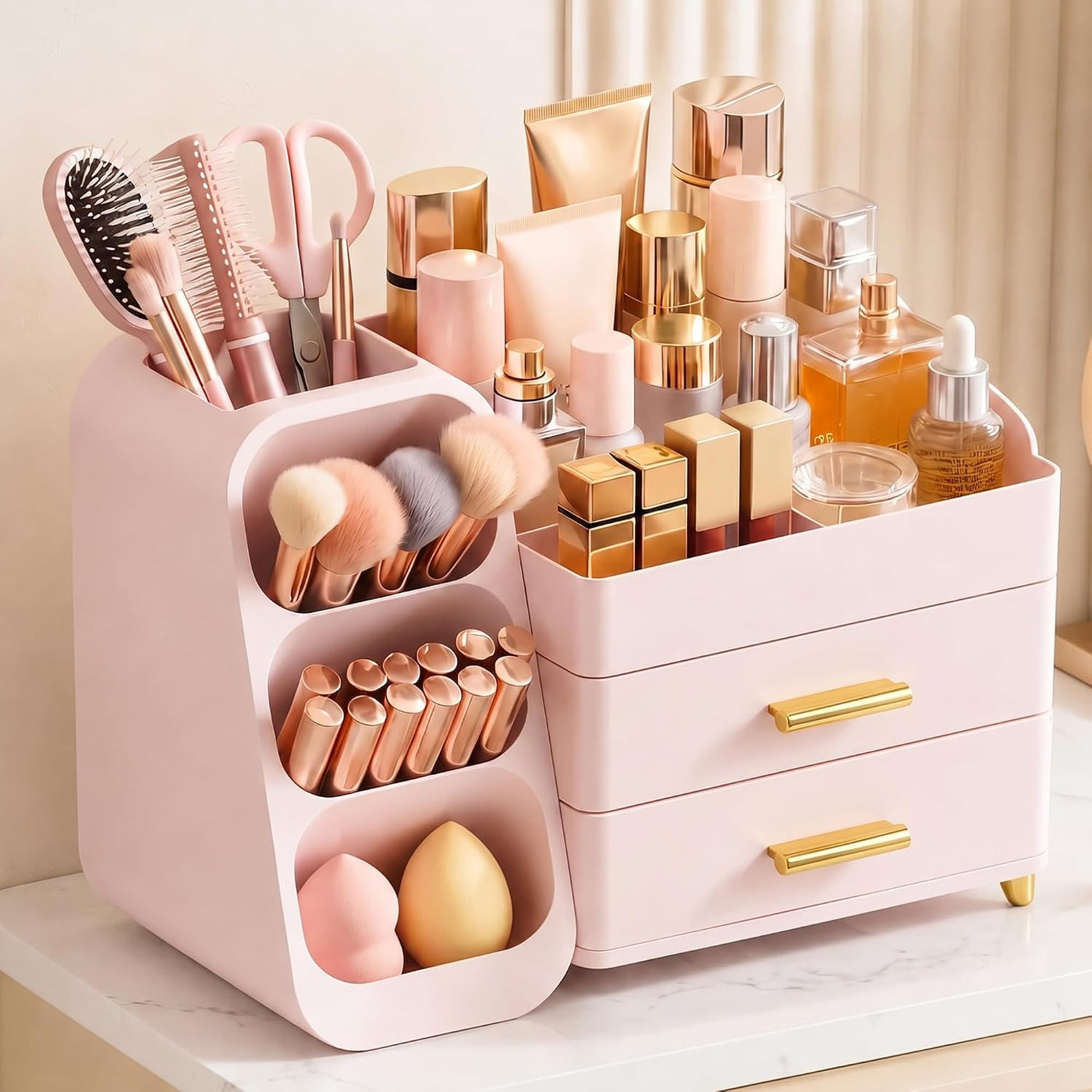 Asdbko Organizador de maquillaje de gran capacidad con soporte para...