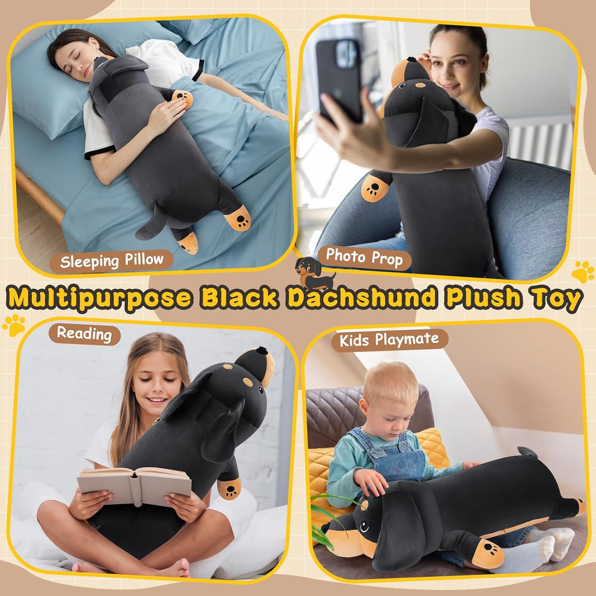 Peluche de Perro Salchicha Negro Gigante de 30'' - Animal d...