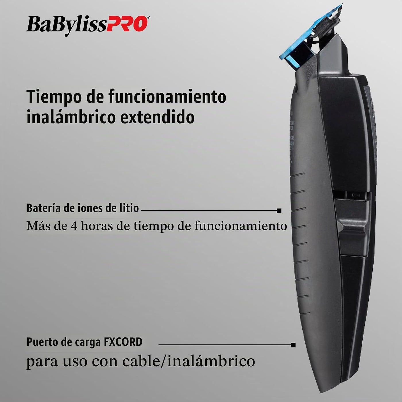 BaBylissPRO LithiumFX Cord\/Cortapelos ergonómicos de litio inalámb...