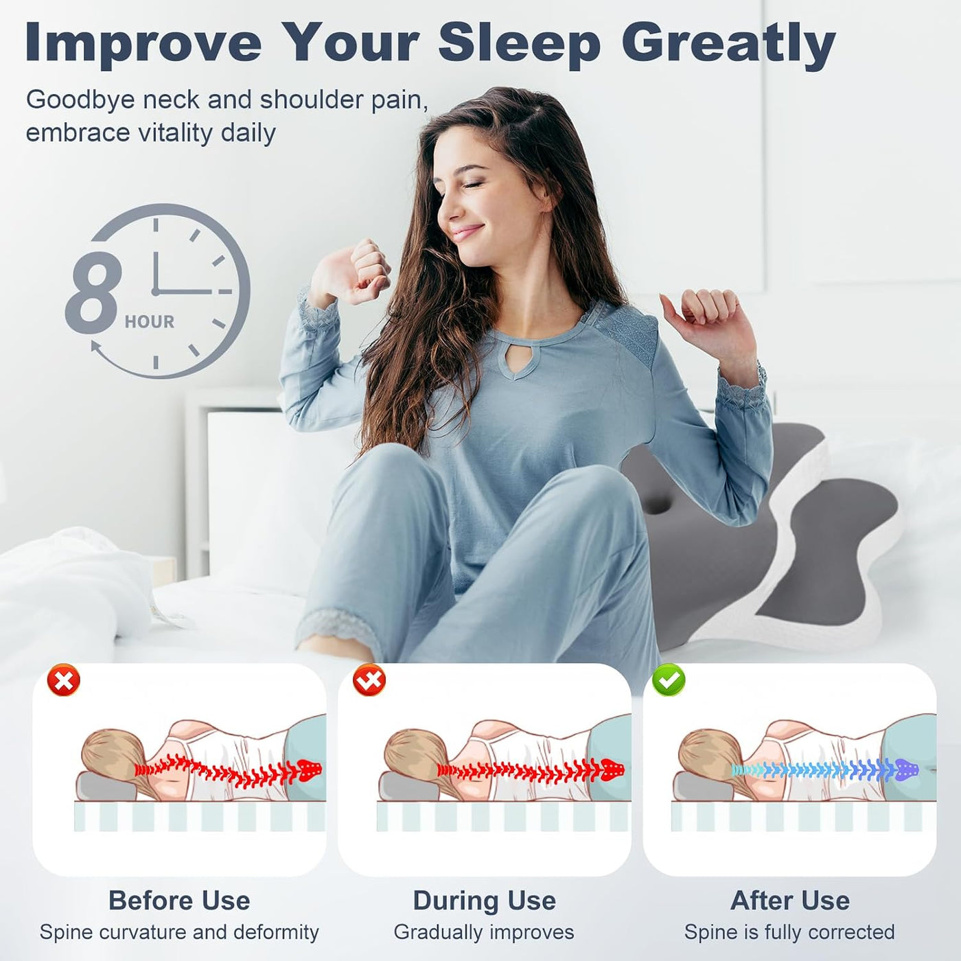 Almohada para la apnea del sueño, almohada Ergo para la apnea del s...