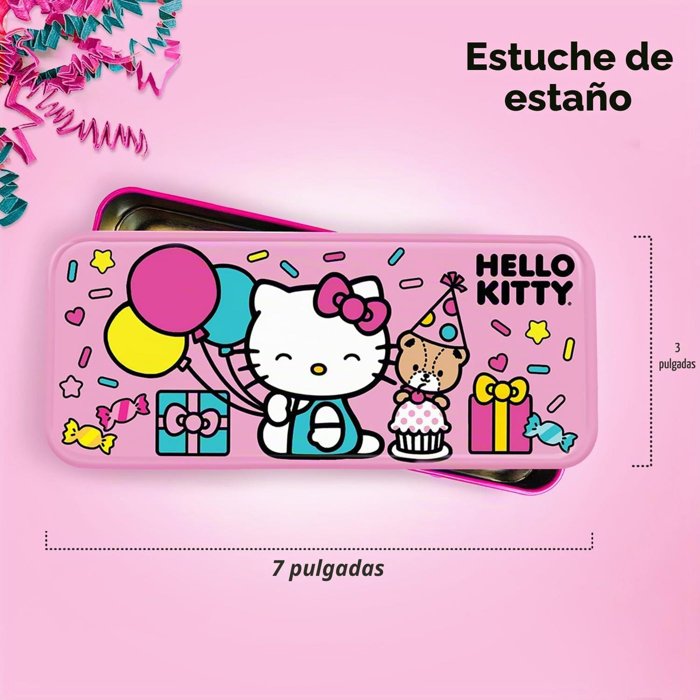 Megatoys Juego de regalo de fiesta de Hello Kitty: caja de lata, es...