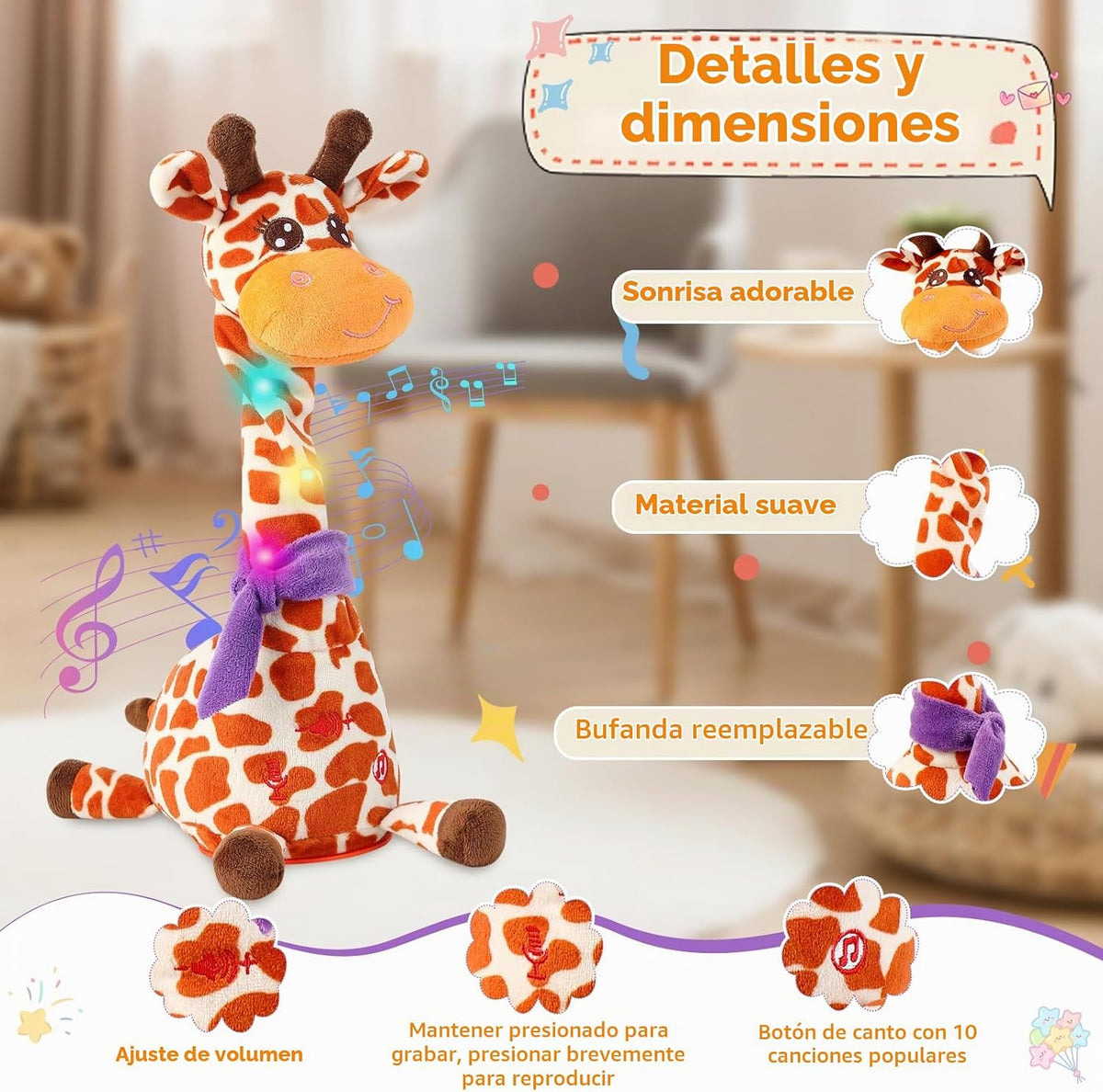 LLUKEME Juguete de jirafa bailarina, juguete de peluche para bebés,...