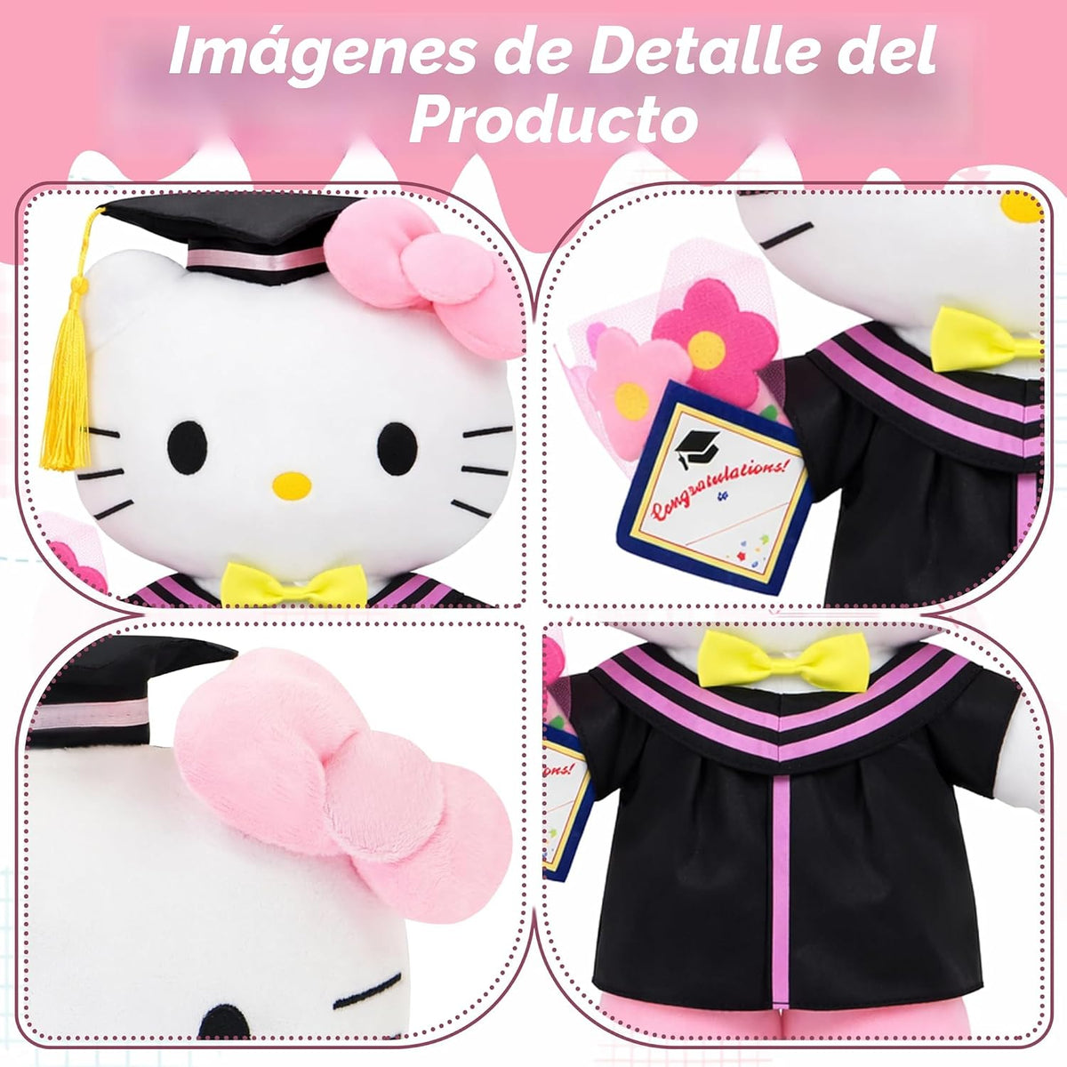 RELIGES Gato de peluche de graduación de 11 pulgadas, animal de pel...