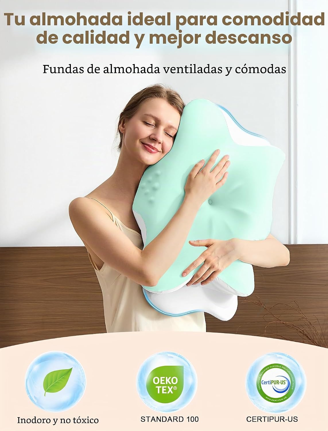 Almohada cervical para el cuello para aliviar el dolor, almohada er...