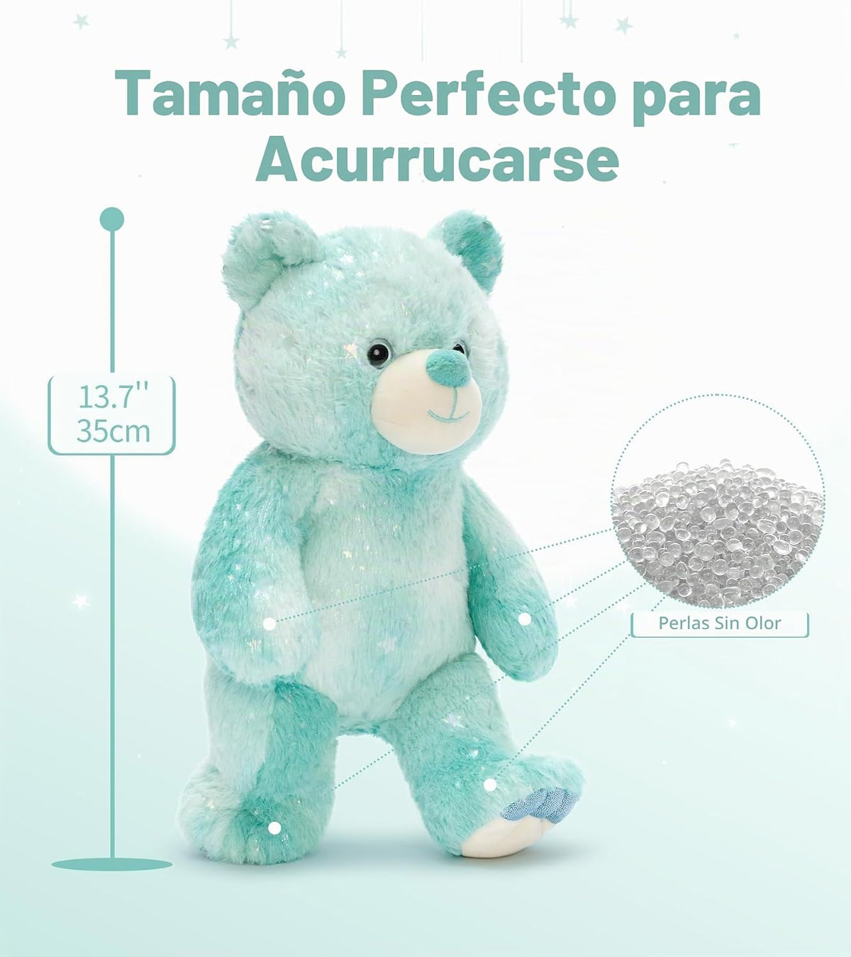 Tezituor Oso de peluche arcoíris de 13.78 pulgadas, oso de peluche...