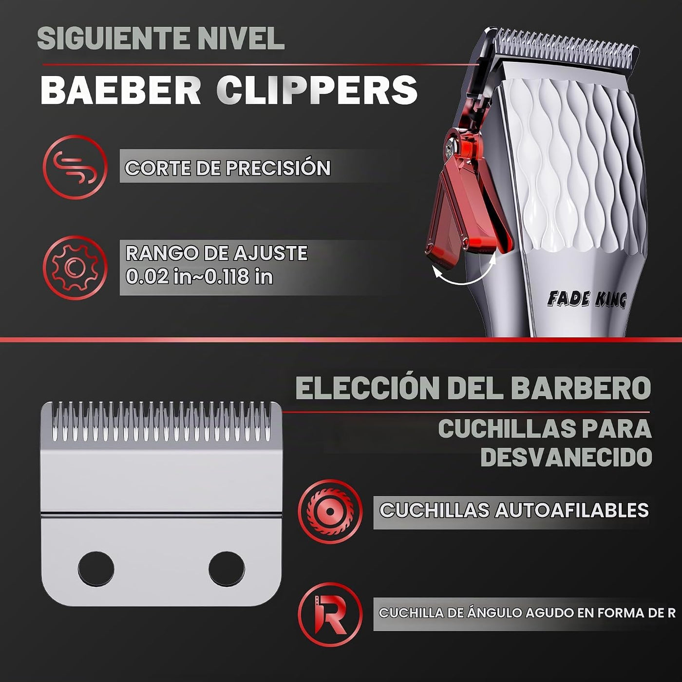 FADEKING® Cortapelos profesionales para hombres, cortapelos inalámb...