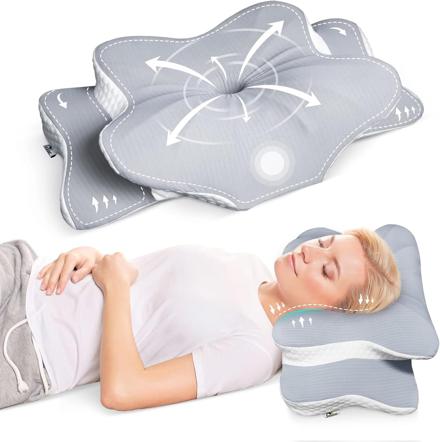 Voovc Almohada de contorno cervical para alivio del dolor de cuello...