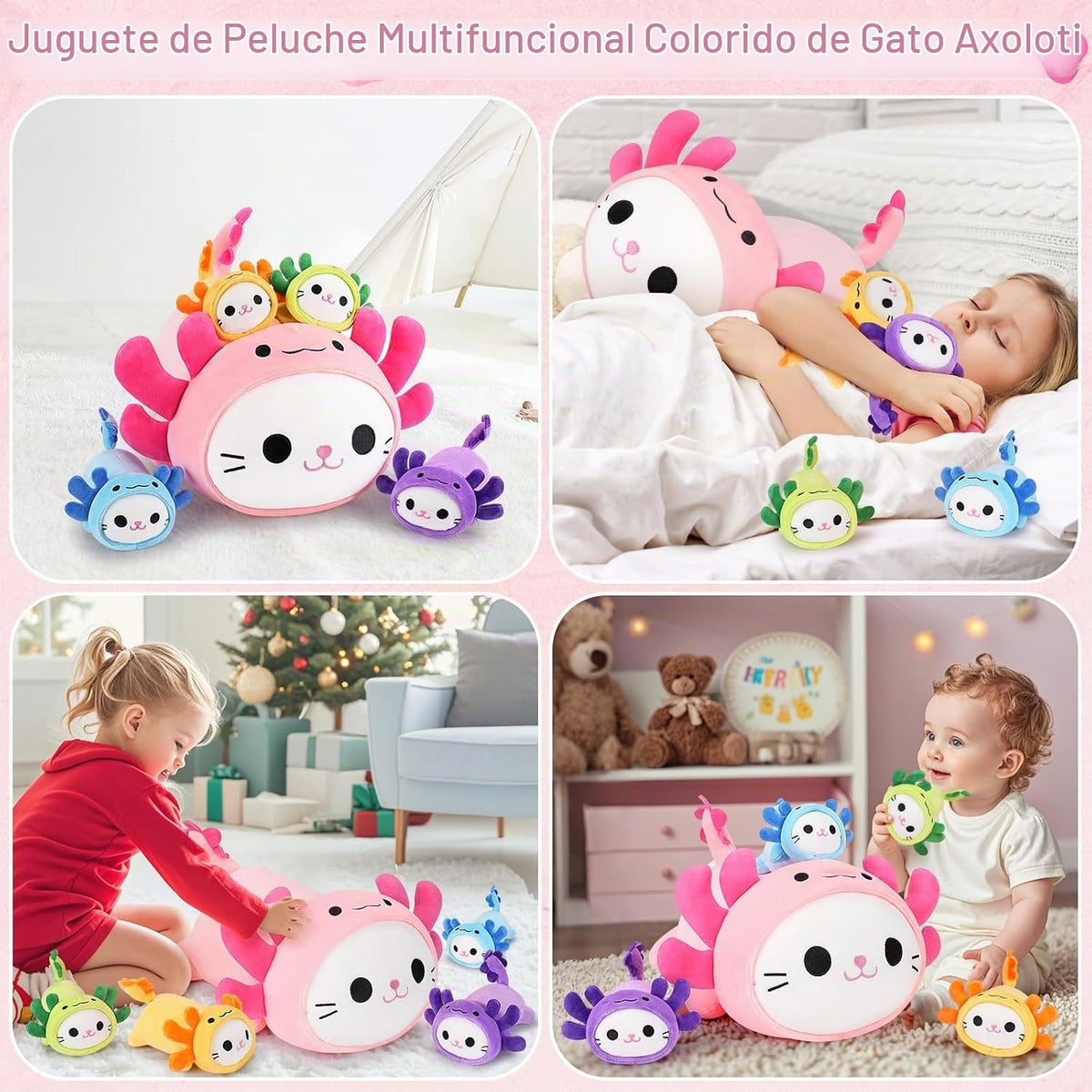 5 piezas de peluche de gato axolotl de animales de peluche familiar...