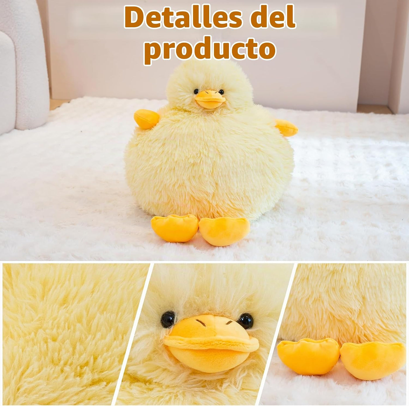EEYQR Pato de peluche con peso, peluche suave de pato amarillo, aco...