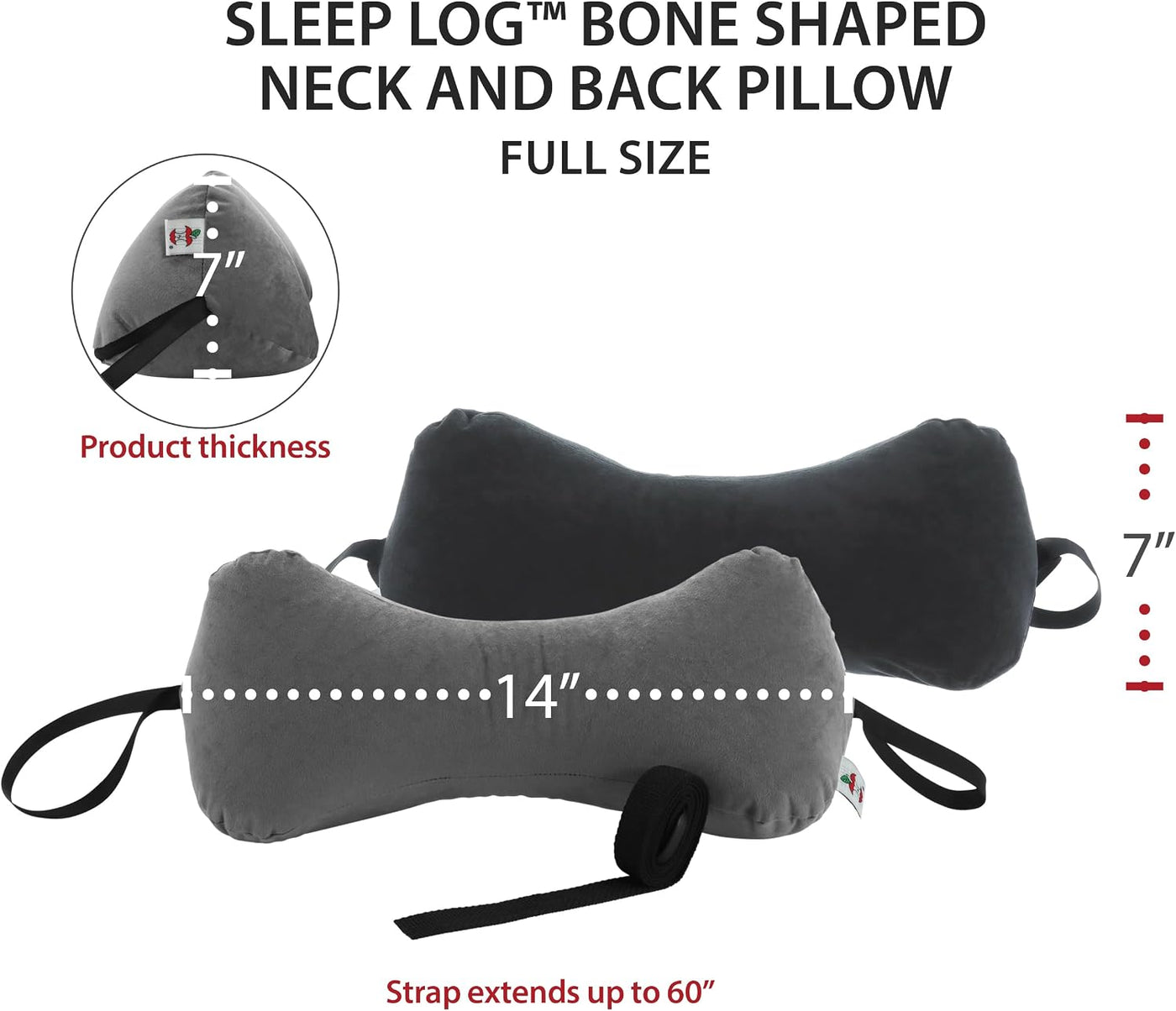 Sleep Log Almohada ergonómica para cuello y viaje para alivio del d...