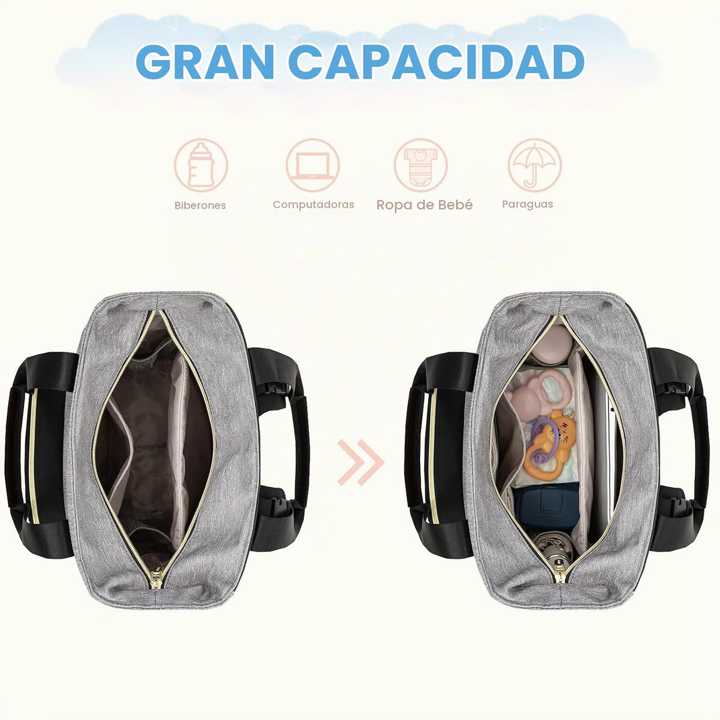 LOVEVOOK Mochila de Pañales, Bolsa de Bebé Portátil de Gran Capacid...