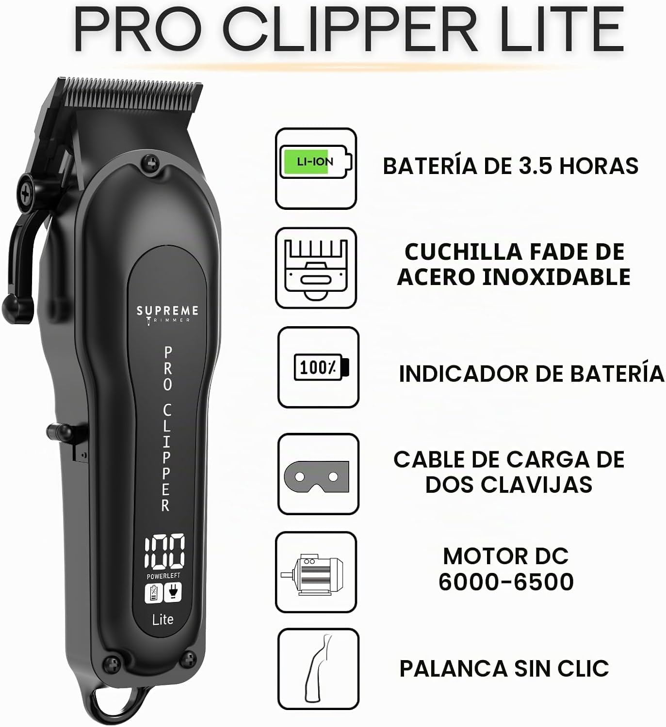 Supreme Trimmer Pro Clipper Lite - Juego de cortapelos profesional...