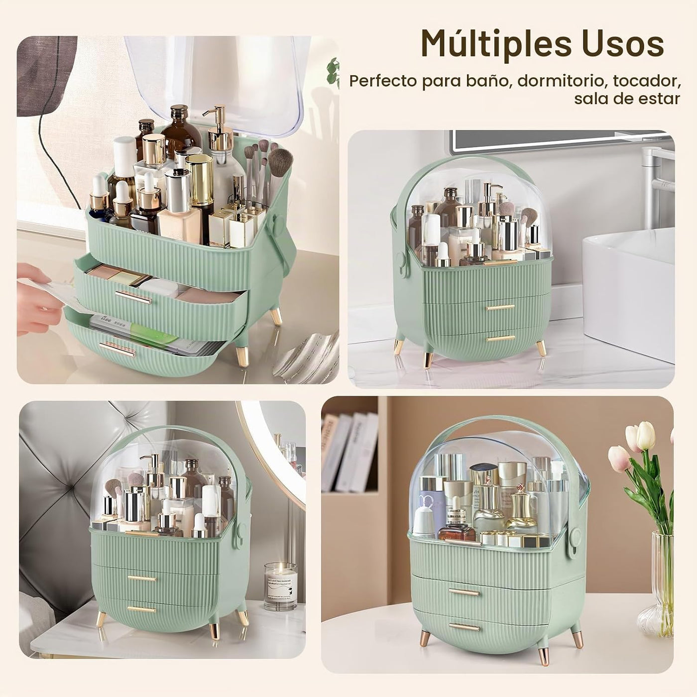 Organizador de maquillaje para tocador, organizador de cosméticos d...