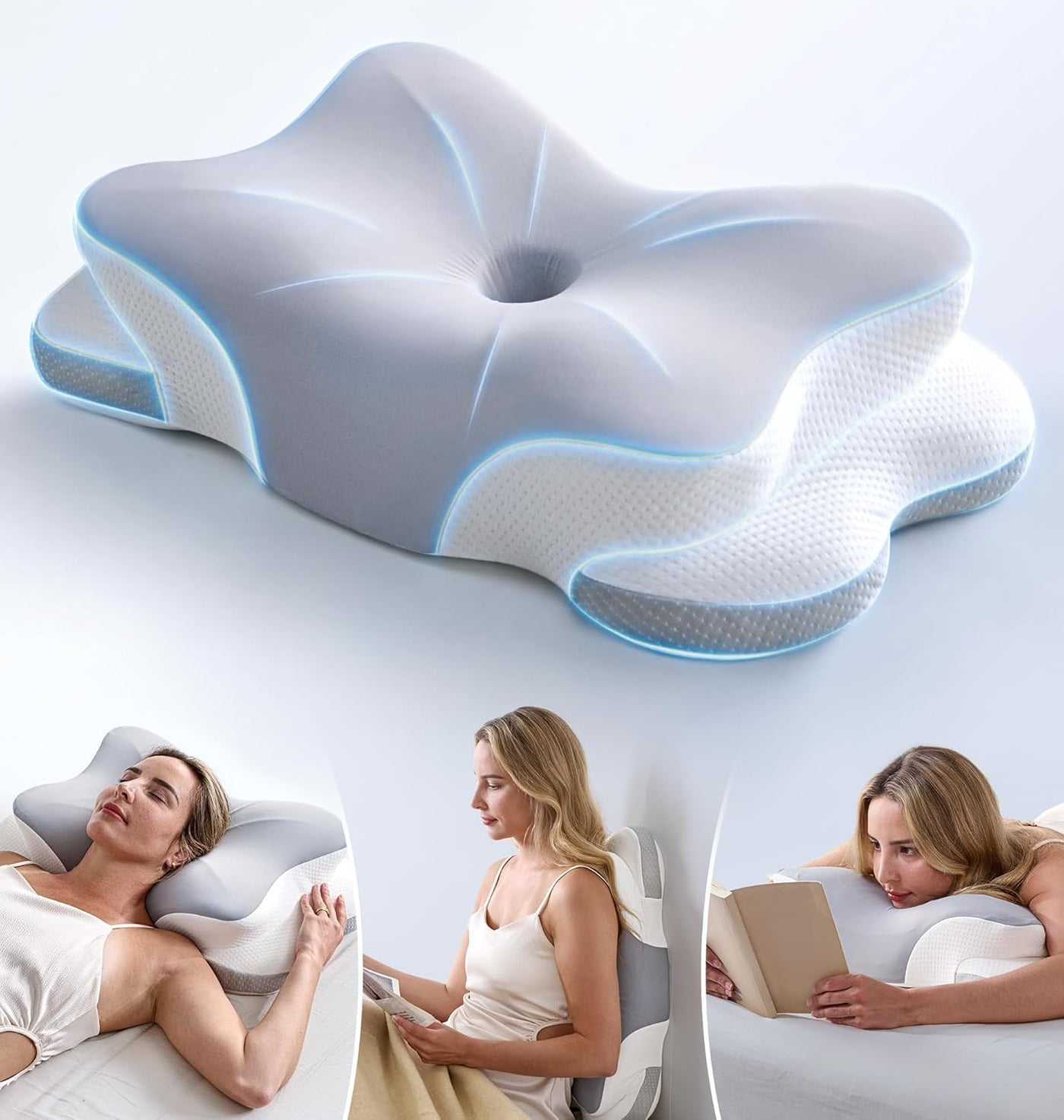 Almohada cervical para el cuello ultra alivio del dolor para dormir...