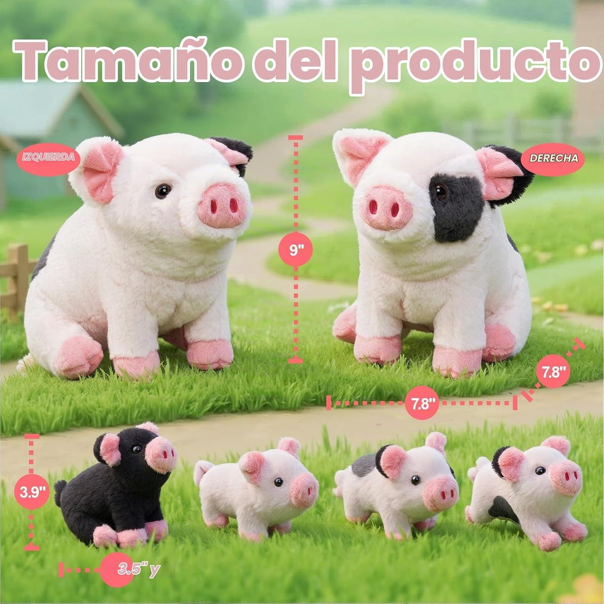 OUOZZZ - Cerdo de peluche 5 en 1 de 11 pulgadas con cremallera | Di...