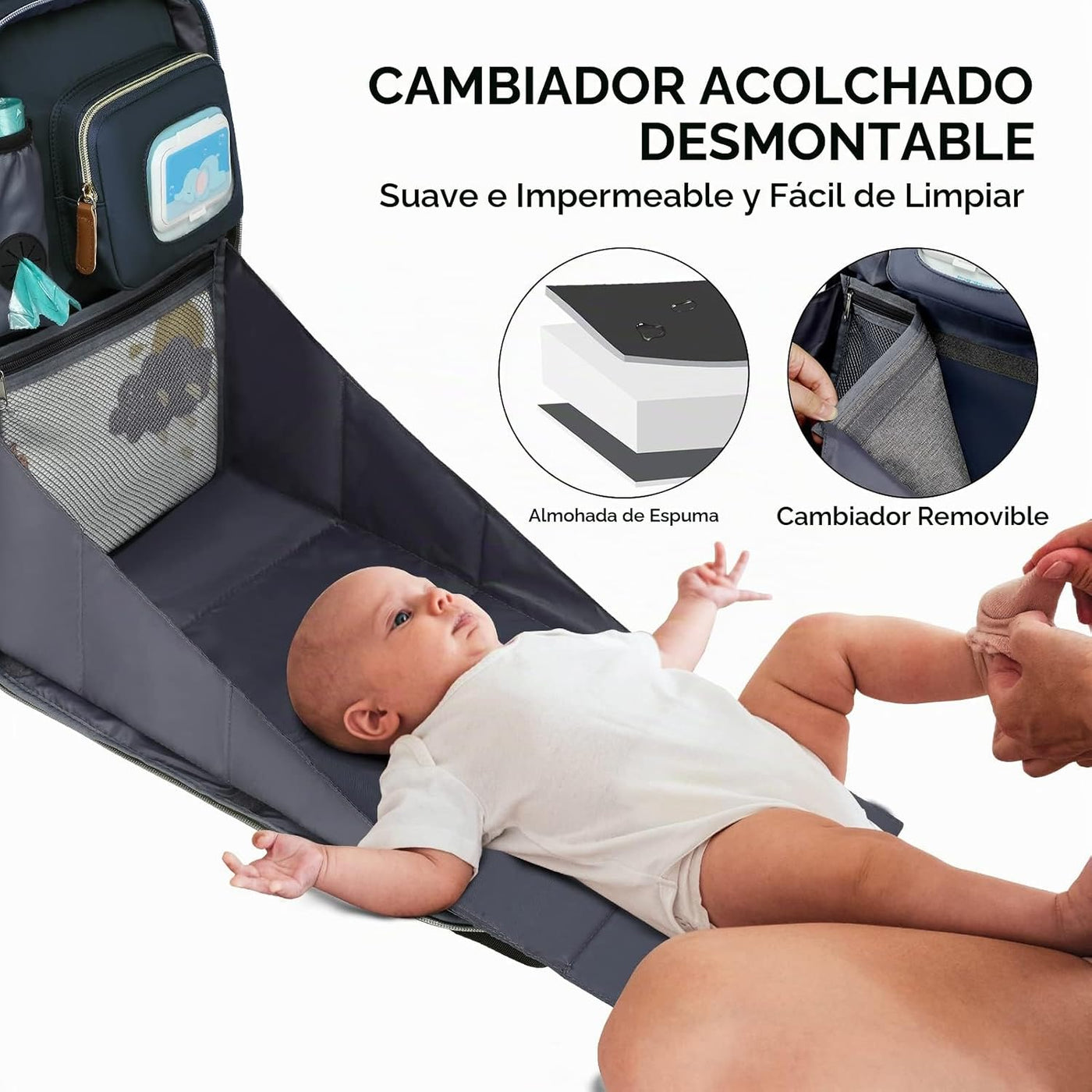 WITSTEP Mochila para pañales con cambiador, organizador de bolsas d...