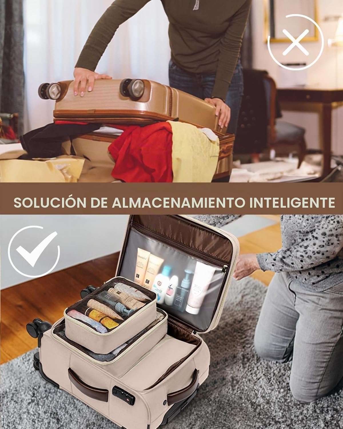LOVEVOOK Equipaje de mano 22x14x9 Maletas de viaje aprobadas por ae...