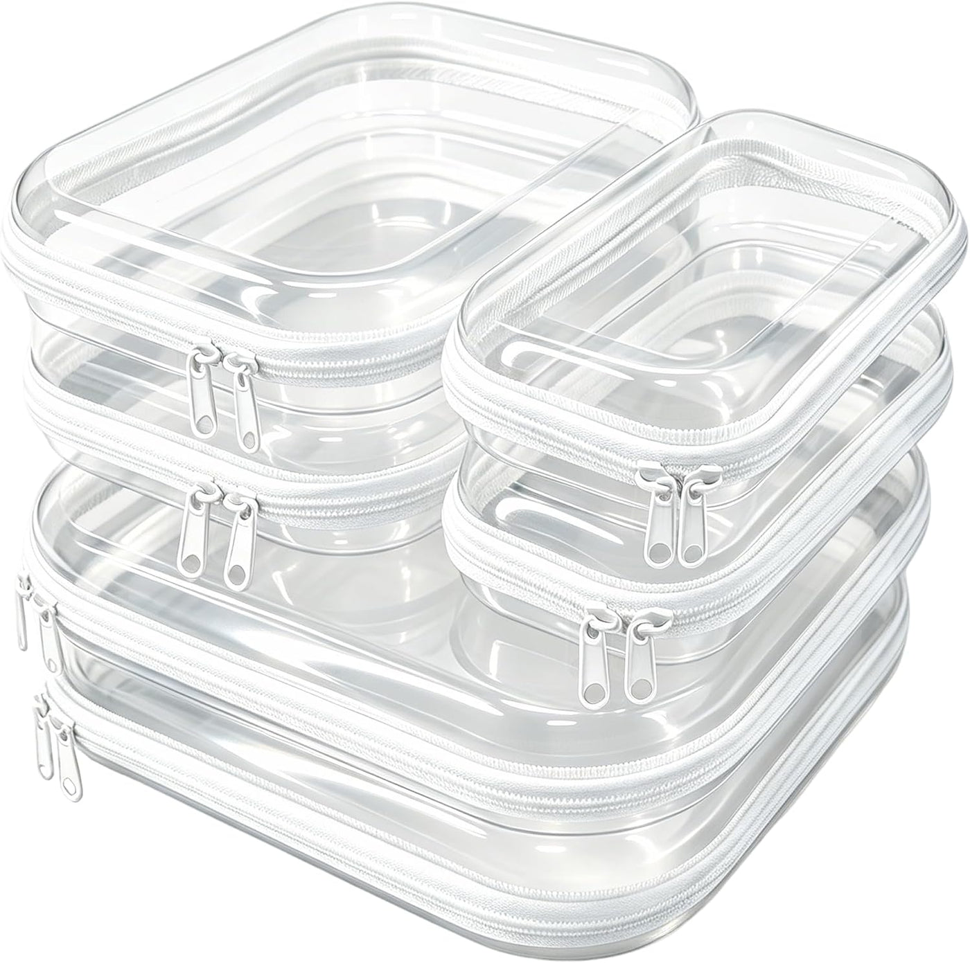 Paquete de 6 fundas rígidas transparentes con cremallera, bolsa de...